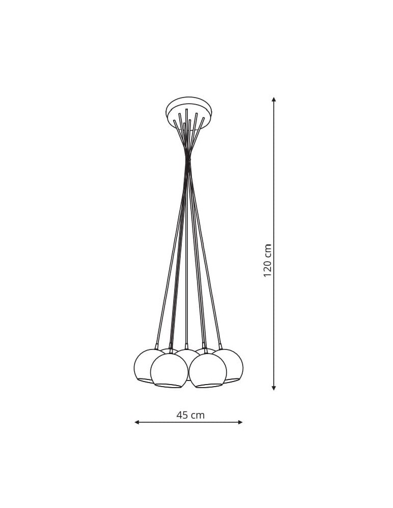 Pendant lamps spheres - Light Prestige Punto 7xE14 graphite pendant lamp LP-22872/7P - product kolory-swiatla.pl 4