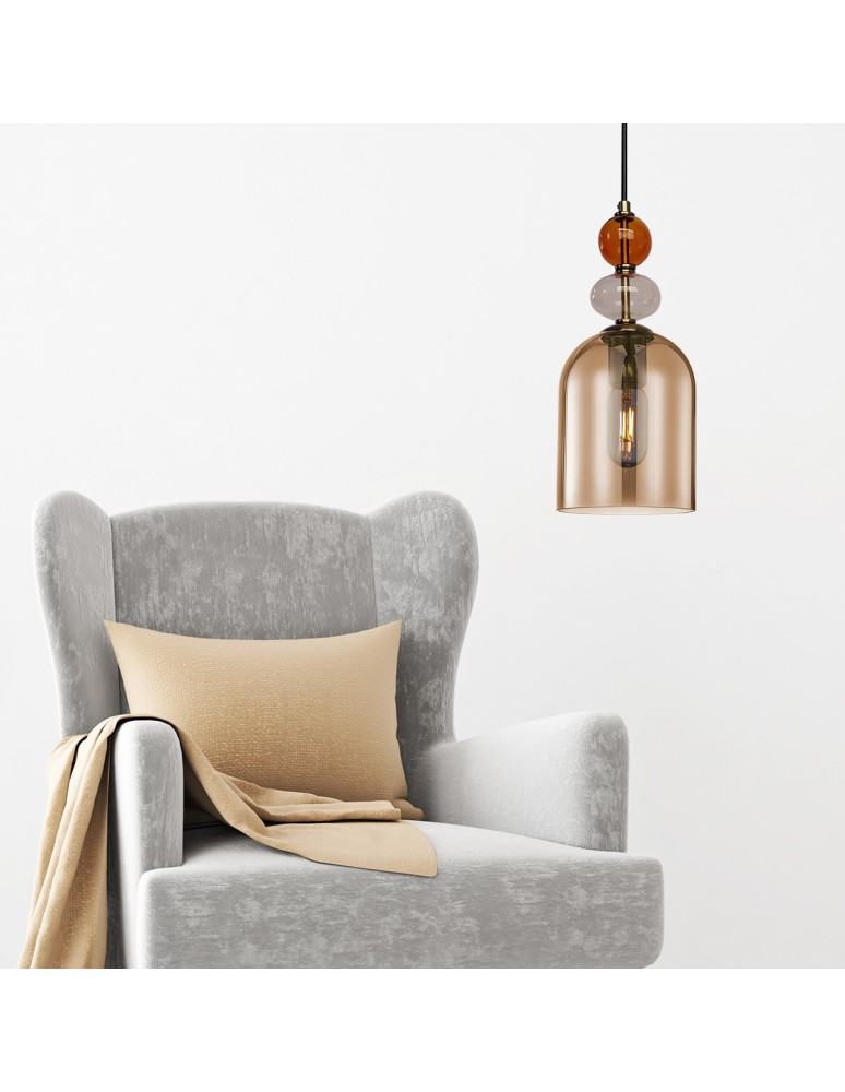 Single pendant lamps - Light Prestige Tropea pendant lamp 1xE27 amber, medium LP-2004/1P M AM - product kolory-swiatla.pl 2