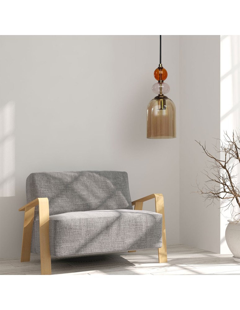 Single pendant lamps - Light Prestige Tropea pendant lamp 1xE27 amber, medium LP-2004/1P M AM - product kolory-swiatla.pl 3