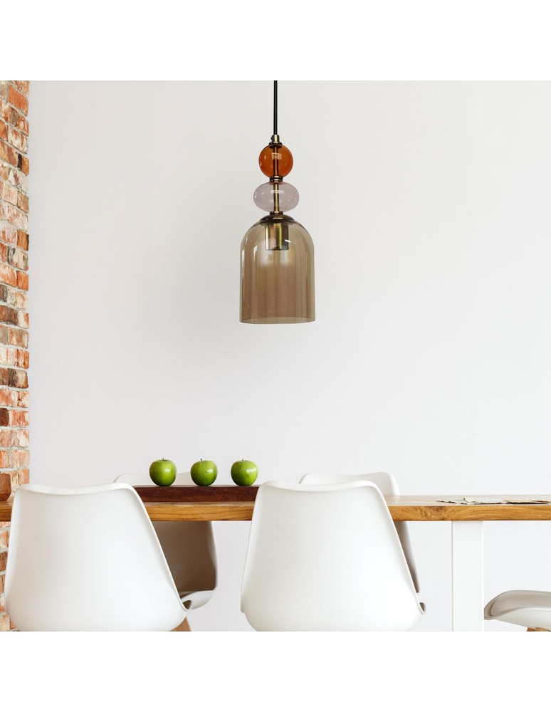 Single pendant lamps - Light Prestige Tropea pendant lamp 1xE27 amber, medium LP-2004/1P M AM - product kolory-swiatla.pl 4