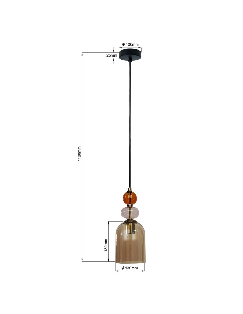 Single pendant lamps - Light Prestige Tropea pendant lamp 1xE27 amber, medium LP-2004/1P M AM - product kolory-swiatla.pl 7
