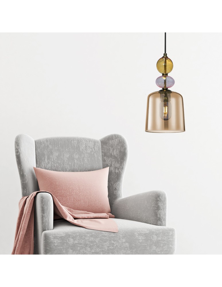 Single pendant lamps - Light Prestige Tropea pendant lamp 1xE27 amber, small LP-2004/1P S AM - product kolory-swiatla.pl 2