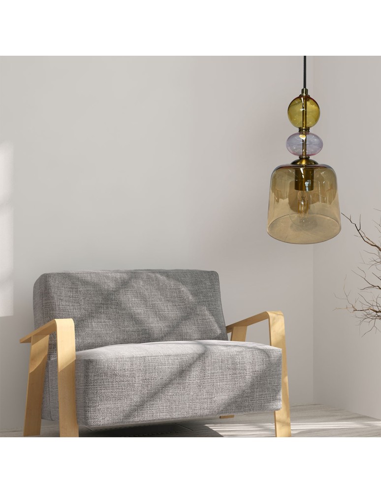 Single pendant lamps - Light Prestige Tropea pendant lamp 1xE27 amber, small LP-2004/1P S AM - product kolory-swiatla.pl 4