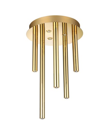 Azzardo ILIOS 5 Ceiling 3-STEP DIMM GO Gold Gloss 8xLED 3 Brightness Modes Icicle Tubes AZ5751