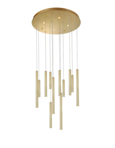 Azzardo ILIOS 12 Pendant 3-STEP DIMM GO Gold Gloss 16xLED 3 Brightness Modes Icicle Tubes AZ5745