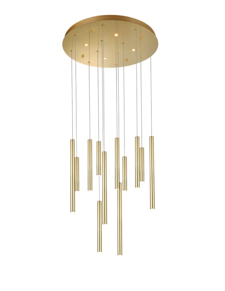 Pendant tube lamps - Azzardo ILIOS 12 Pendant 3-STEP DIMM GO Gold Gloss 16xLED 3 Brightness Modes Icicle Tubes AZ5745 - product kolory-swiatla.pl 1
