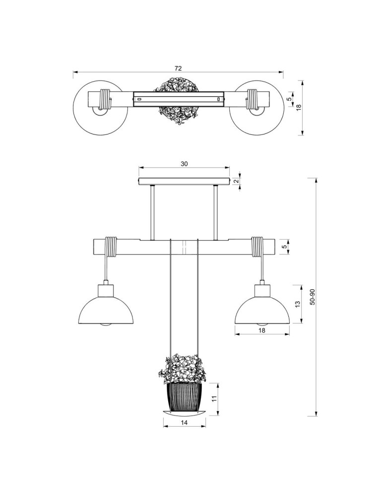 Pendant lamps - Milagro PIANTA 2xE27 pendant lamp MLP7998 - product kolory-swiatla.pl 6