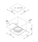 Frameless flush-mounted lamps - trimless - Aqform SQUARES 50x1 12V trimless recessed drain 35511-0000-T8-PH - product 2