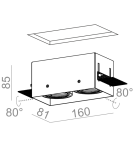 Frameless flush-mounted lamps - trimless - Aqform SQUARES 50x2 trimless 230V Inlet 37012-0000-U8-PH - product 2