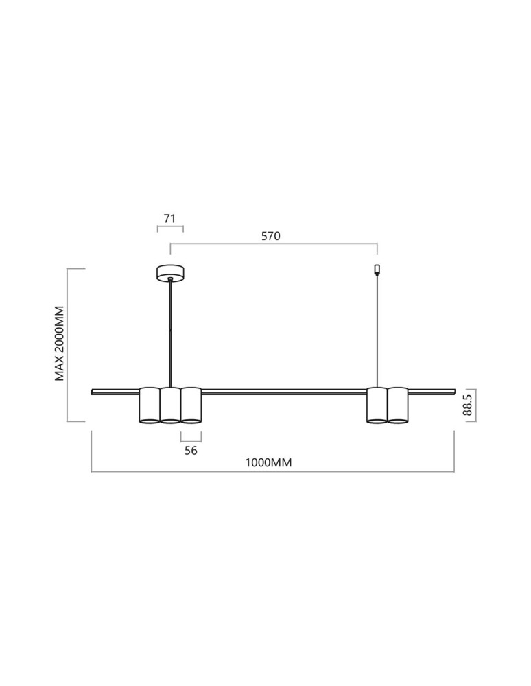 Pendant lamps over the island - Milagro Pendant lamp (strip) GENESIS BLACK 5xGU10 ML0367 - product kolory-swiatla.pl 5