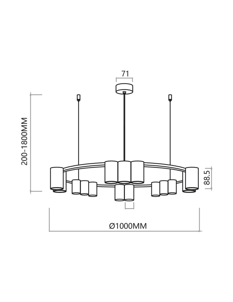 Pendant lamps circles - Milagro Pendant lamp (circle) GENESIS BLACK 15xGU10 ML0376 - product kolory-swiatla.pl 5