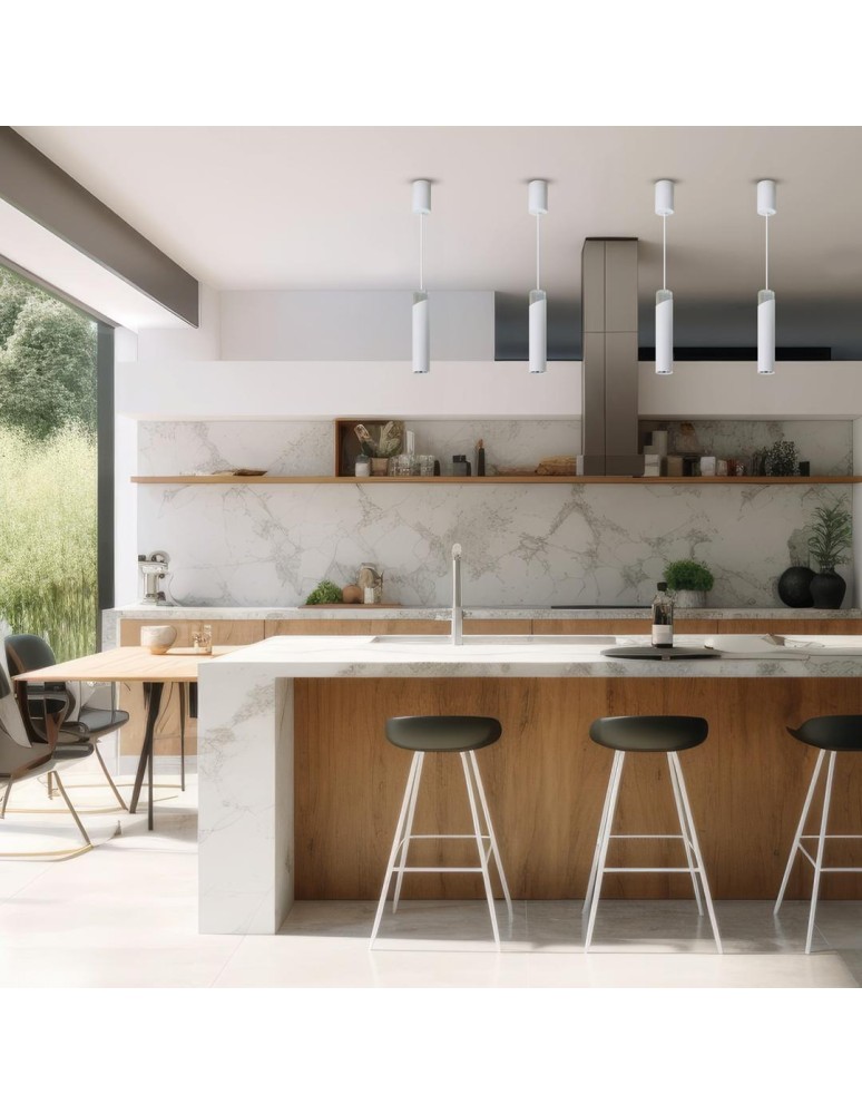 Single pendant lamps - Milagro NEO WHITE CHROME Pendant Lamp 1xGU10 ML0291 - product kolory-swiatla.pl 3