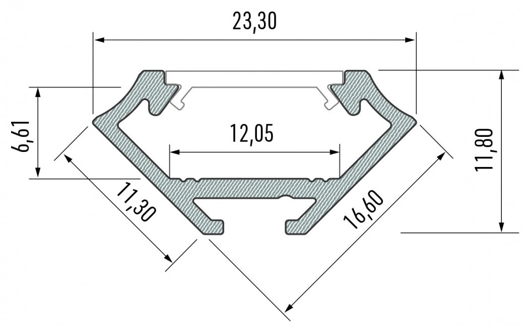 Eko-Light PROFIL ALUMINIOWY NAROŻNY Czarny TYP C 1m + KLOSZ MLECZNY EKPR6350