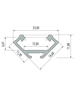 Eko-Light PROFIL ALUMINIOWY SREBRNY TYP C 2m + KLOSZ MLECZNY EKPR0101 - produkt 2