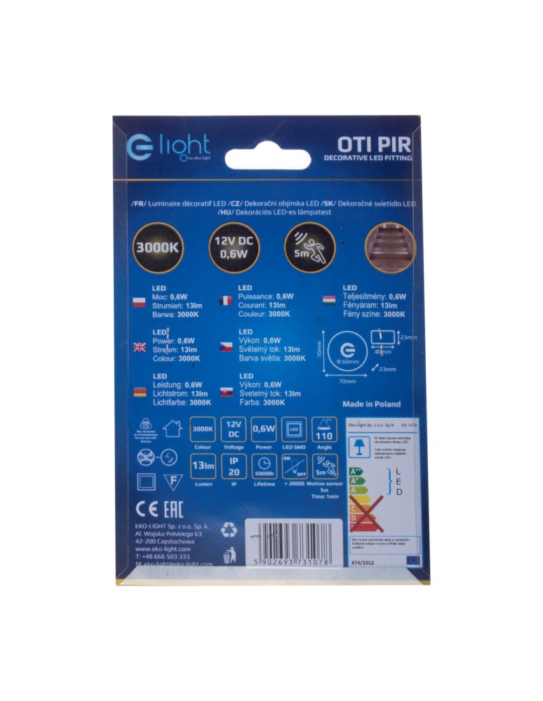 Stair step lighting - Eko-Light OTI Warm Color 3000K 12V with motion sensor EKS1078 - product kolory-swiatla.pl 6