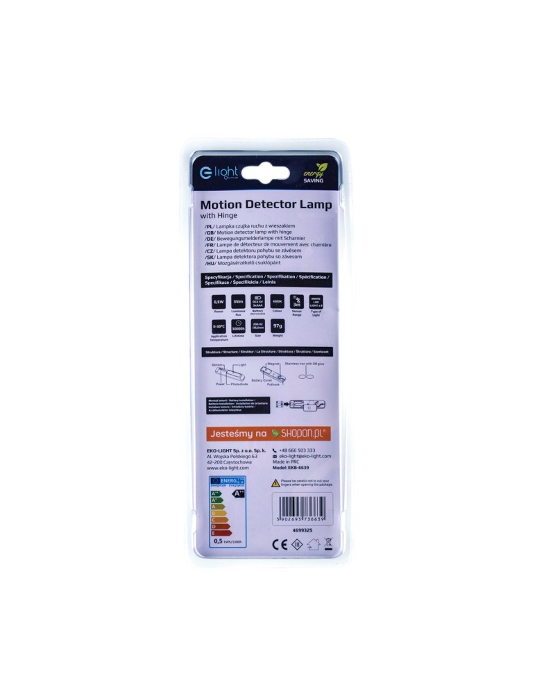 Battery operated lights - Eko-Light Cabinet LAMP WITH MOVEMENT SENSOR AND HANGER 4000K EKB6639 - product kolory-swiatla.pl 5