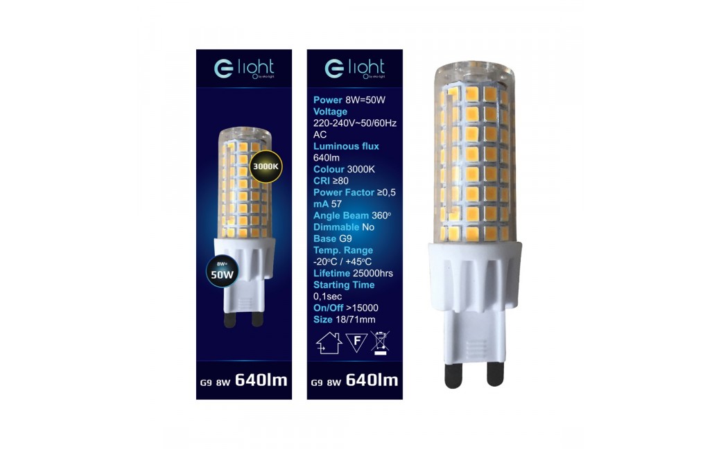 Eko-Light Żarówka LED 7W G9. Barwa: Ciepła EKZA336