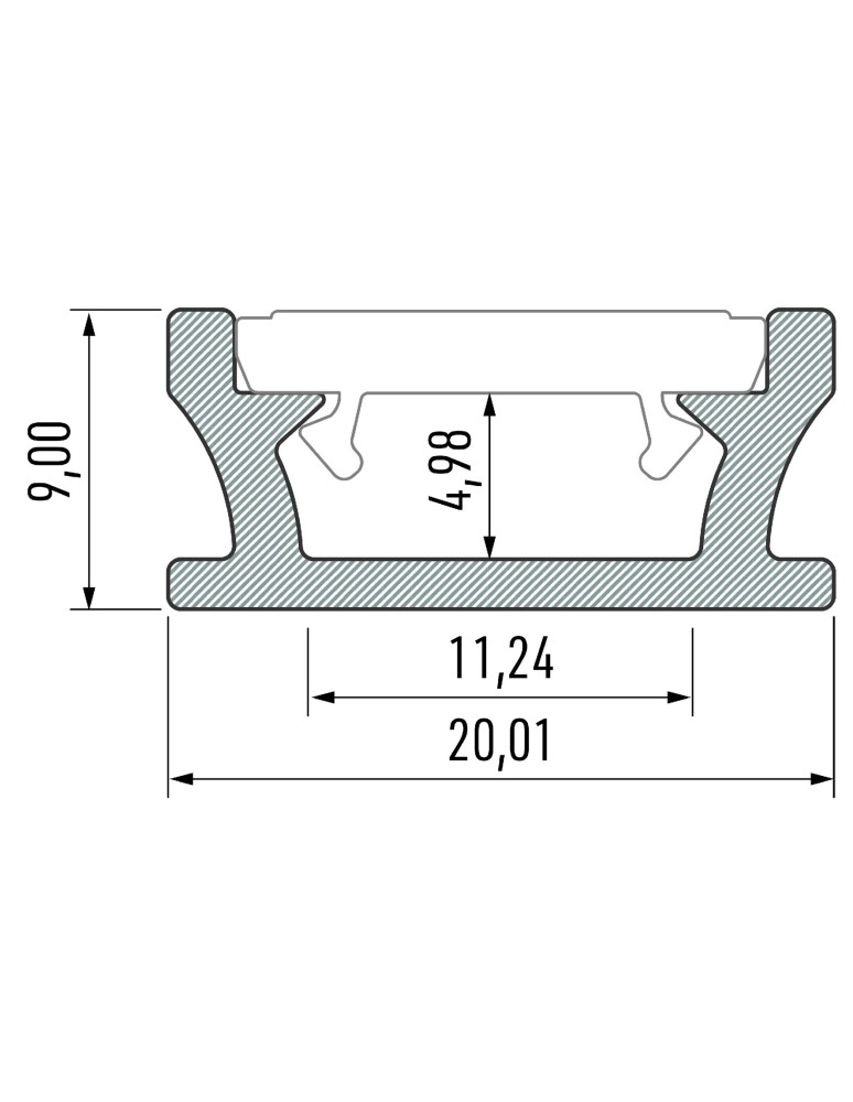 LED profiles - Eko-Light SILVER ALUMINIUM PROFILE TYPE T 2m + SILVER SHIELD EKPR5381 - product kolory-swiatla.pl 2