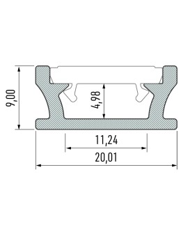 Eko-Light PROFIL ALUMINIOWY SREBRNY TYP T 2m + KLOSZ MLECZNY EKPR5381 - produkt 2