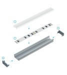 LED profiles - Eko-Light SILVER ALUMINIUM PROFILE TYPE T 2m + SILVER SHIELD EKPR5381 - product 6