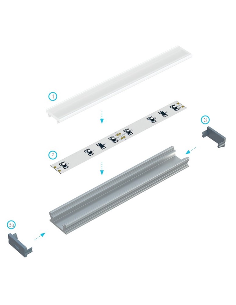 LED profiles - Eko-Light SILVER ALUMINIUM PROFILE TYPE T 2m + SILVER SHIELD EKPR5381 - product kolory-swiatla.pl 6