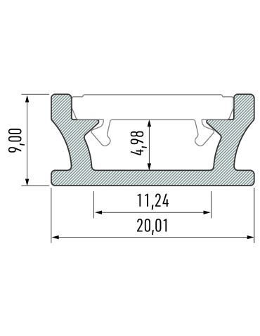 Eko-Light PROFIL ALUMINIOWY SREBRNY TYP T 1m + KLOSZ MLECZNY EKPR5382 - produkt 2