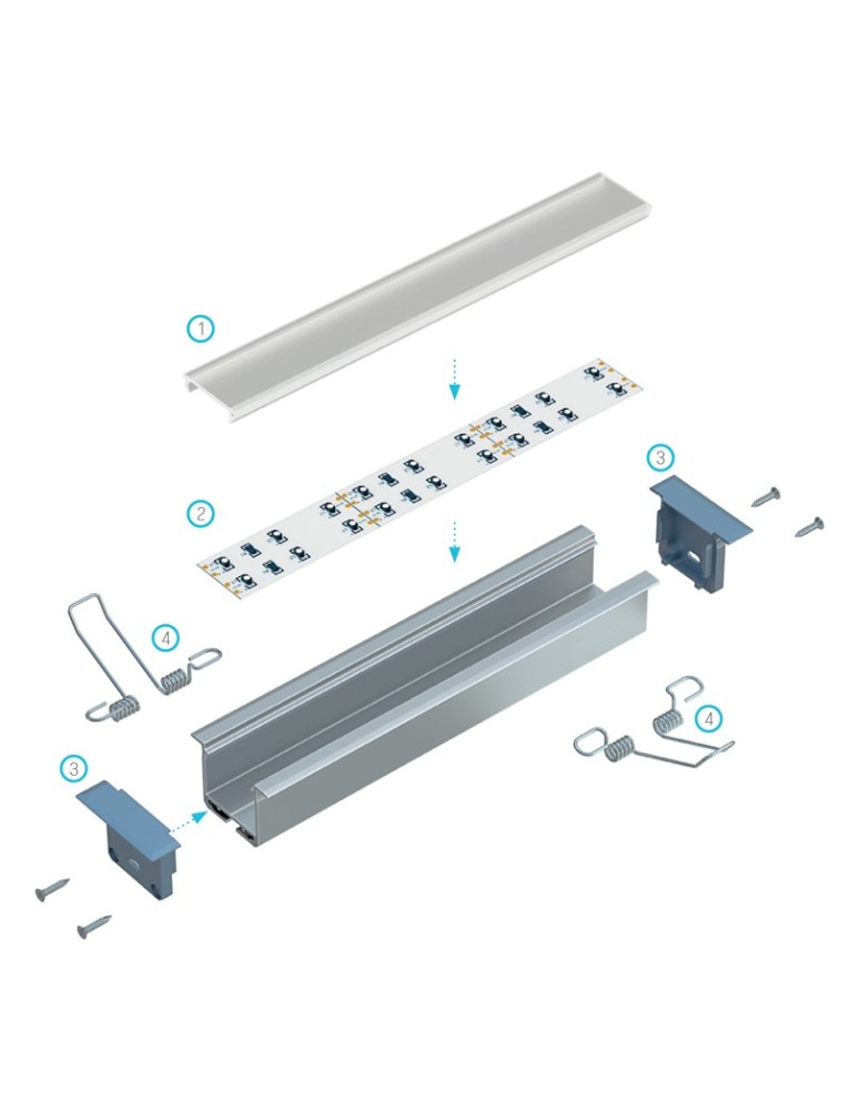 LED profiles - Eko-Light SILVER ALUMINIUM PROFILES TYPE K 2m + MIRACLE GLASS, MOUNTING SPRING EKPR7559 - product kolory-swiatla.pl 8