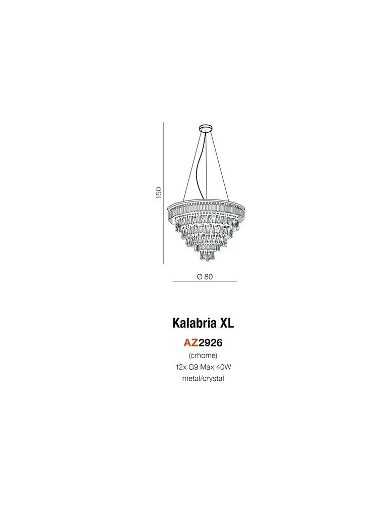 Glamour pendant lamps - Azzardo KALABRIA XL PENDANT 12xG9 2in1 Ceiling or Pendant Transparent AZ2926 - product kolory-swiatla.pl 3