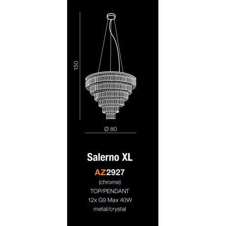 Azzardo SALERNO XL PENDANT 12xG9 2in1 Ceiling or Pendant Transparent/Chrome AZ2927