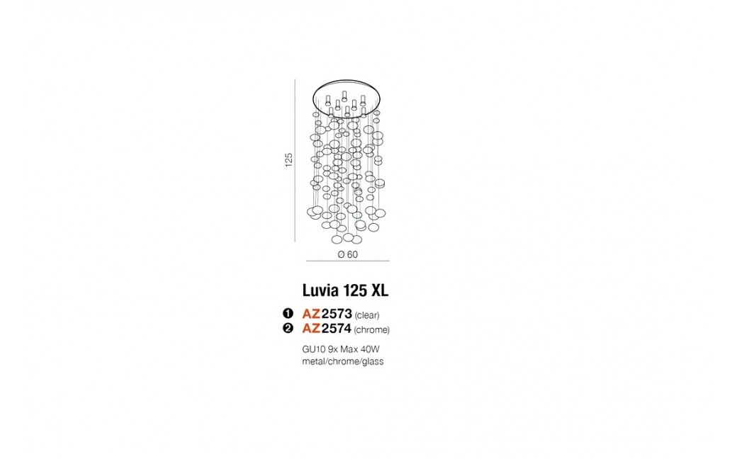 Azzardo LUVIA XL CLEAR 9xGU10 Sufitowa/Wisząca Przeźroczysty AZ2573