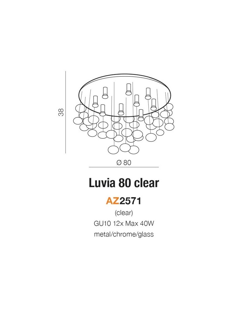 Glamour ceiling lamps - Azzardo LUVIA 80 CLEAR 10xGU10 Ceiling/Hanging Translucent AZ2571 - product kolory-swiatla.pl 3