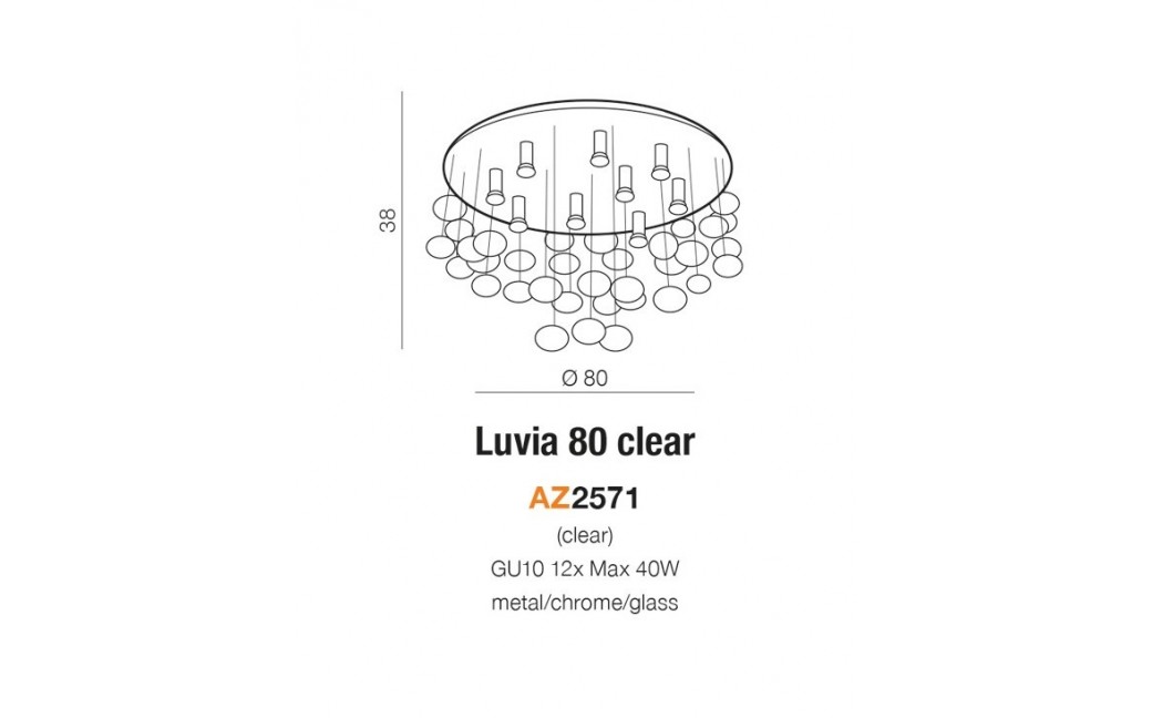 Azzardo LUVIA 80 CLEAR 10xGU10 Sufitowa/Wisząca Przeźroczysty AZ2571
