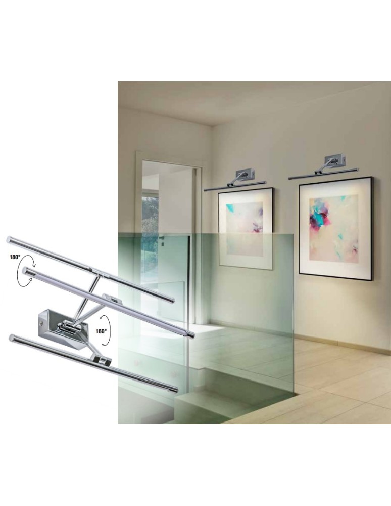 Wall lamps over a painting - Azzardo DAVINCI 90 CHROME 1xLED Wall mounted chrome AZ2660 - product kolory-swiatla.pl 3