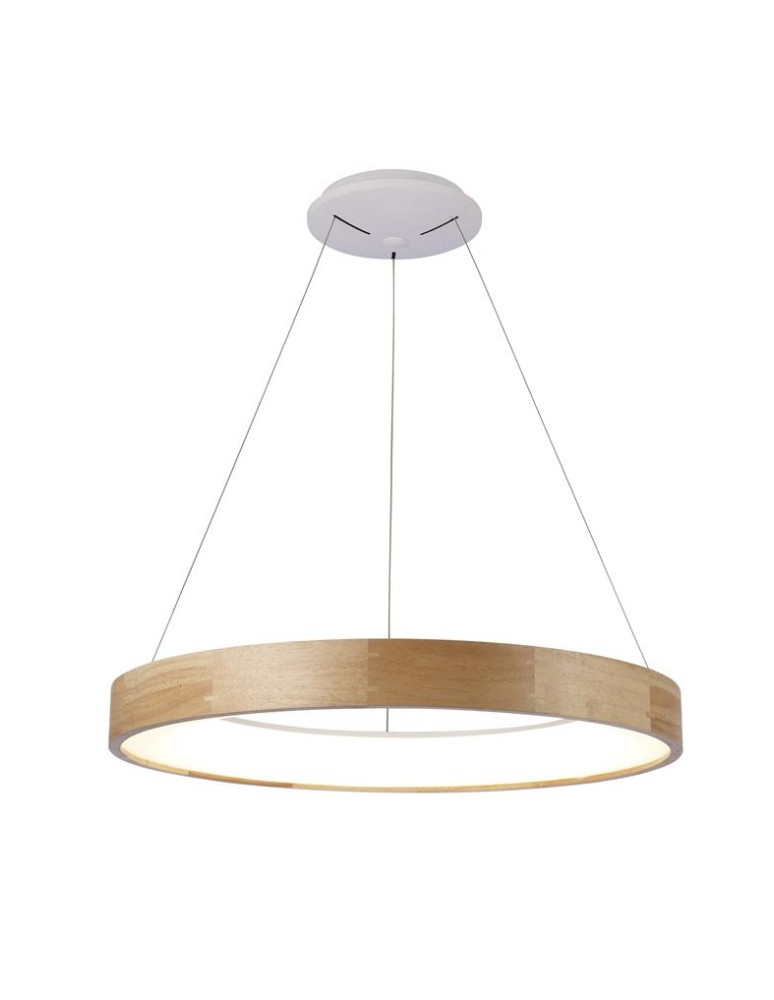 LED pendant lamps - Azzardo SILVAM 65 PENDANT 1xLED Pendant Wood/White AZ2699 - product kolory-swiatla.pl 1