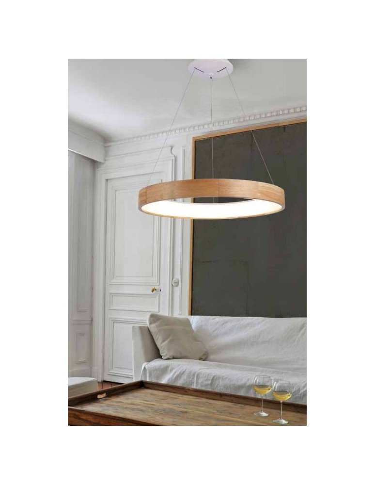 LED pendant lamps - Azzardo SILVAM 65 PENDANT 1xLED Pendant Wood/White AZ2699 - product kolory-swiatla.pl 2