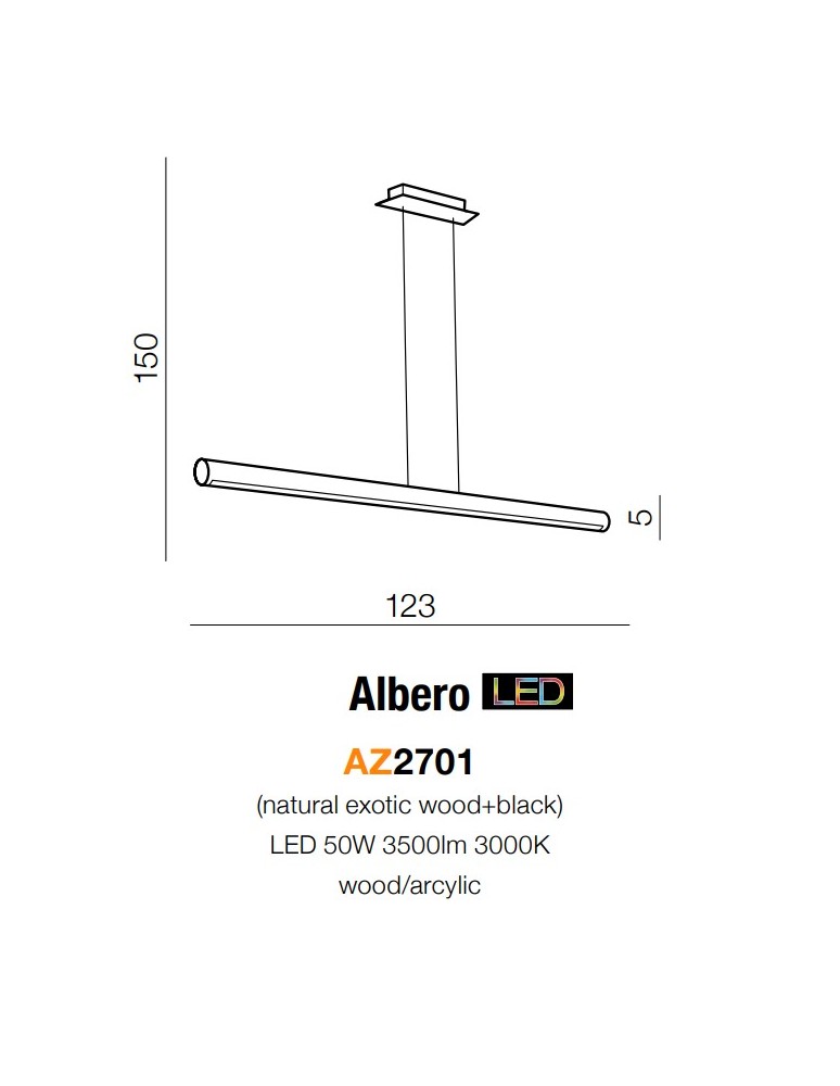 LED pendant lamps - Azzardo ALBERO 1xLED Pendant Wood AZ2701 - product kolory-swiatla.pl 3