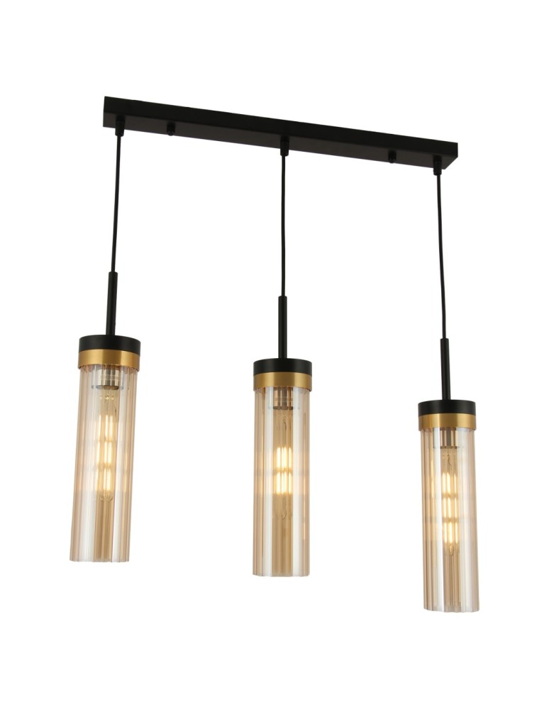 Pendant lamps on a strip - YASKR Malika Pendant Lamp 3xE27 black PL0140-3   - product kolory-swiatla.pl 1