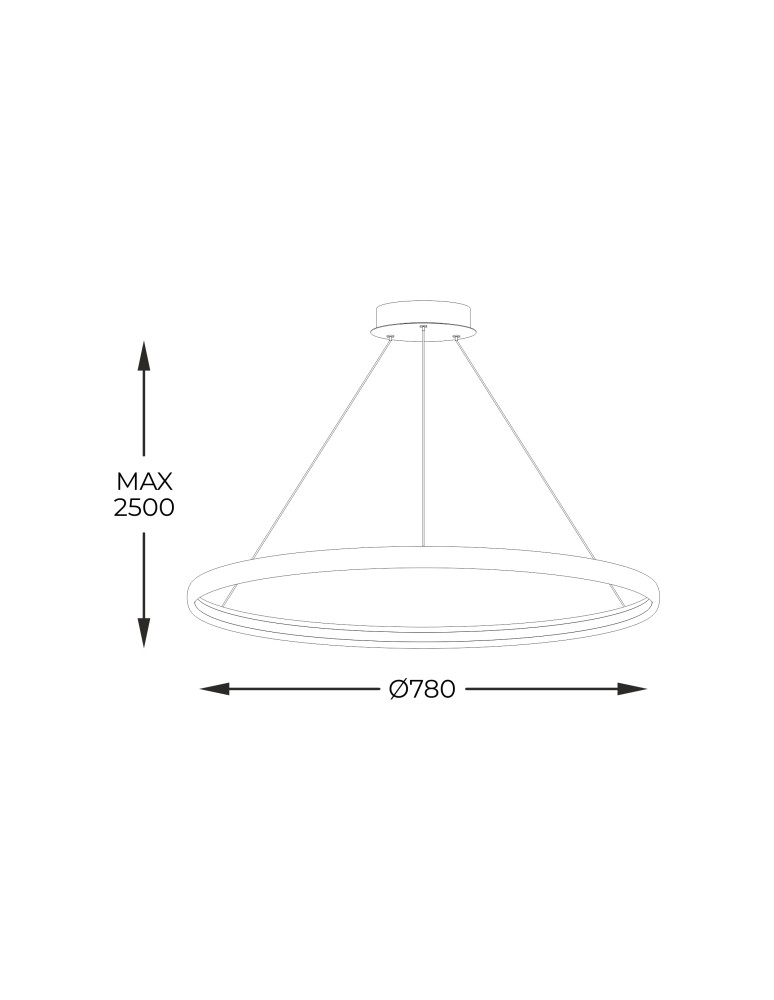 Pendant lamps circles - Zuma Line Pendant CIRCLE LED 50W 3000K dia 78cm cable length 250cm LA0721/1 - BK. - product kolory-swiatla.pl 8