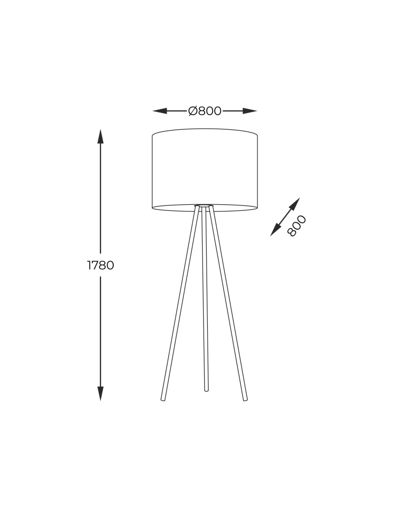 Tripod floor lamps - Zuma Line Nallu Floor Lamp White Black / White 3112 - product kolory-swiatla.pl 2