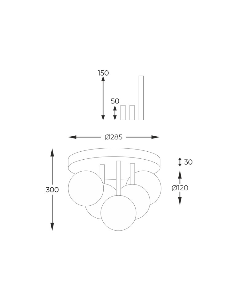 Ceiling lamps spheres - Zuma Line Ali Ceiling Lamp Black / Gold 5645 - product kolory-swiatla.pl 2