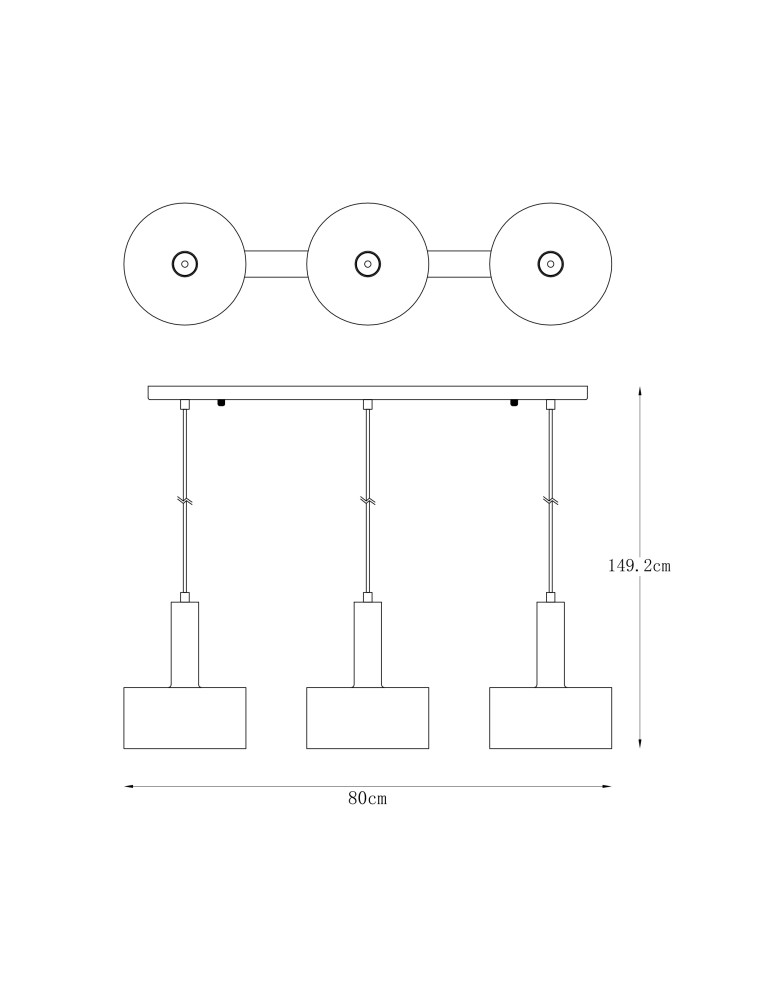 Pendant lamps on a strip - Zuma Line Leo Pendant Lamp A8133-3A matte black - product kolory-swiatla.pl 2