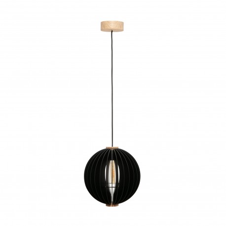 Zuma Line Orb Lampa Wisząca Czarny / Drewno 7510244