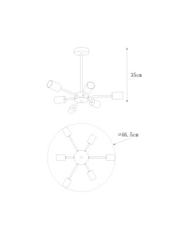 Zuma Line Mandi Lampa Sufitowa Czarny Mat / Złoty Połysk A8100-6 - produkt 2