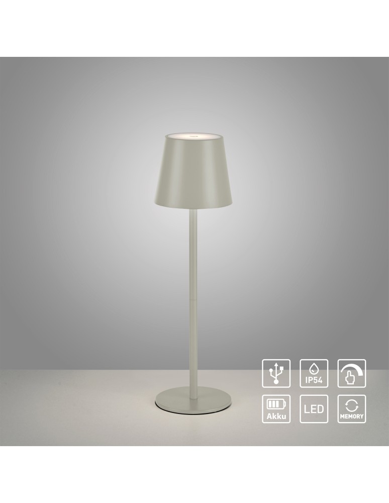 Portable garden lamps - Leuchten Direkt Euria Portable Lamp Ip54 Usb Chargeable Dimmable Touch Beige / Grey 19250-40 - product kolory-swiatla.pl 2