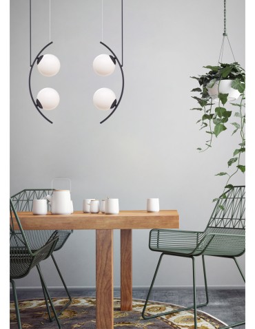 Zuma Line Helix 4 Glass Sphere Pendant Lamp 4Xe14 Black / White 5016 - product 2