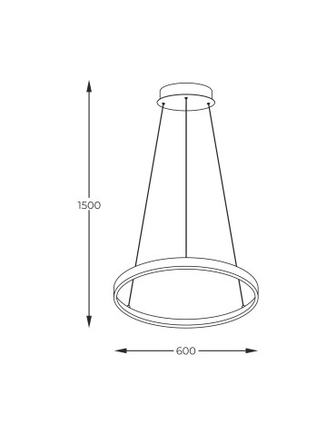 Zuma Line Breno Lampa Wisząca Ring z Przełącznikiem Barwy Światła 3000K/4000K/6000K Czarny 2023201-BK60 - produkt 2
