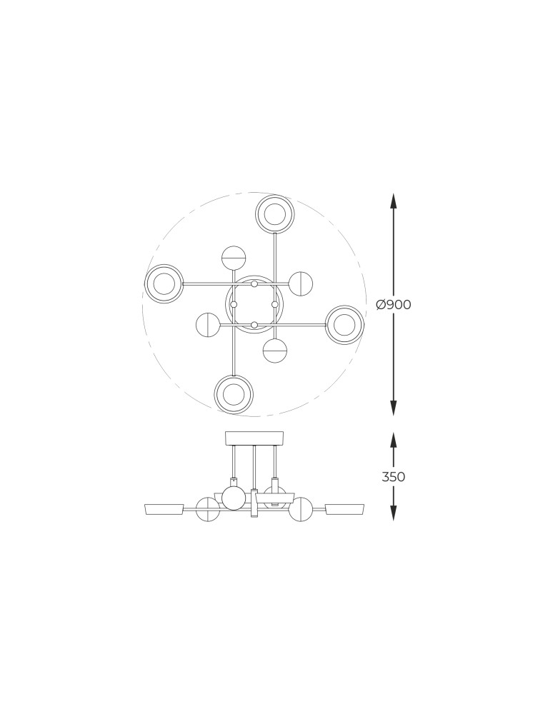 LED ceiling lamps - Zuma Line Lara Ceiling Lamp Black / French Gold MX7170-8-3BGT - product kolory-swiatla.pl 4