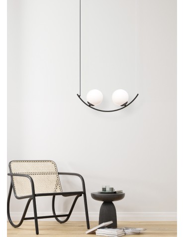 Zuma Line Wave 1 Glass Ball Pendant Lamp 2Xe14 Black / White Glass 5012. - product 2