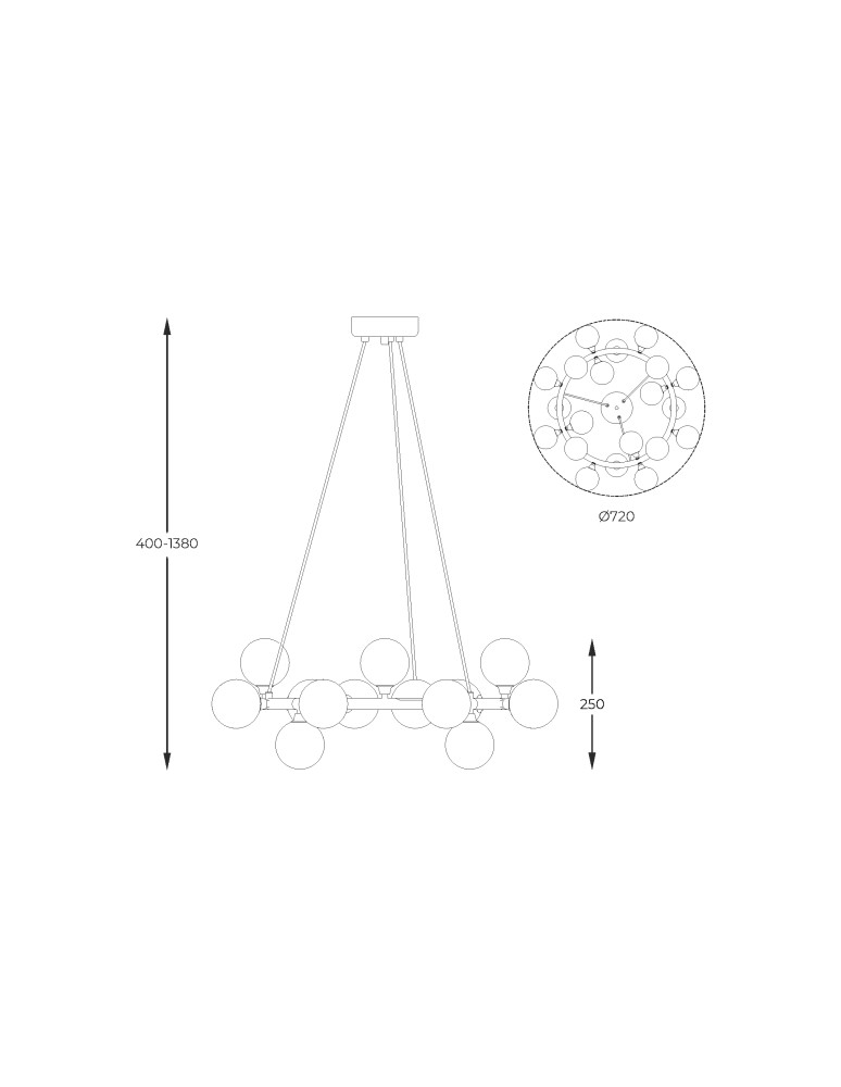 Pendant lamps - Zuma Line Bobo French Gold Pendant Lamp P0462-20C-F7Aa. - product kolory-swiatla.pl 2