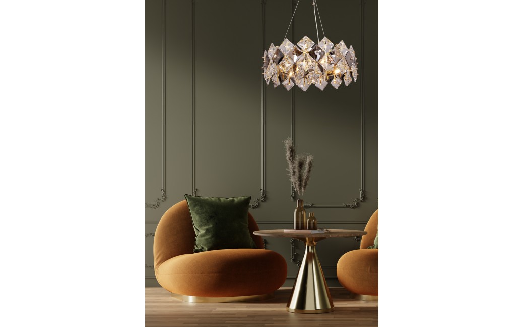 Zuma Line Tiara Lampa Wisząca Złoty / Przezroczysty+Dymiony 9864-500